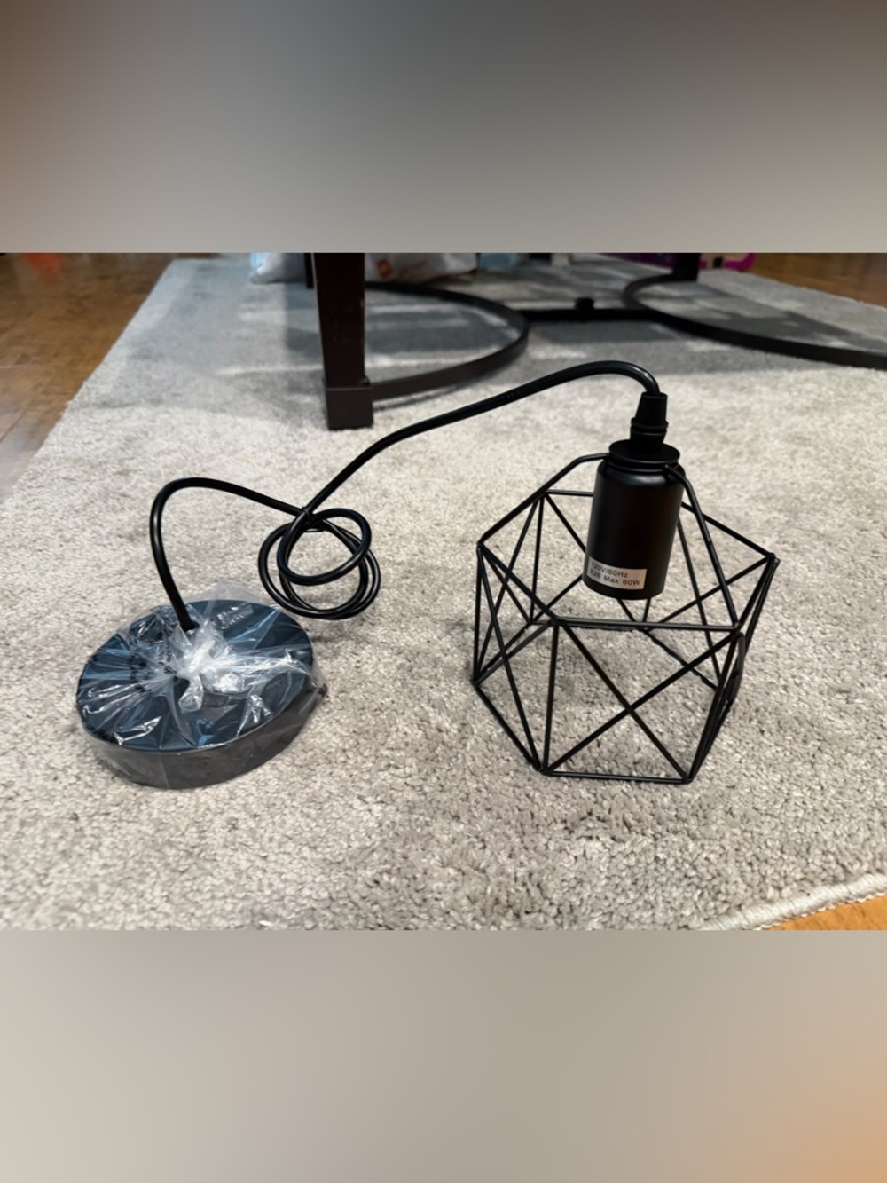 Geometric Cage Pendant Light - Black